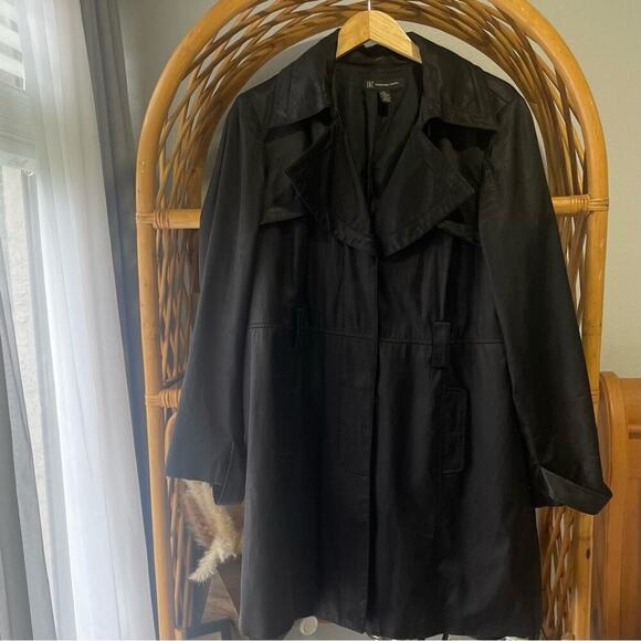 Black Trench Coat by INC International Concepts Woman’s XL #westerngoth - Picture 3 of 15